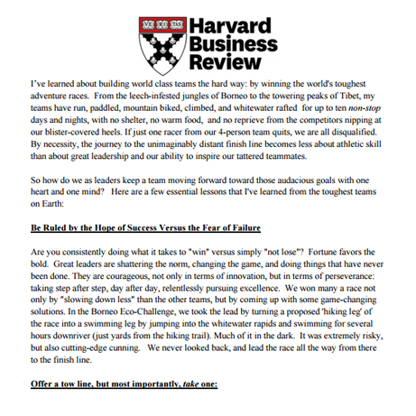 Harvard Business Review article