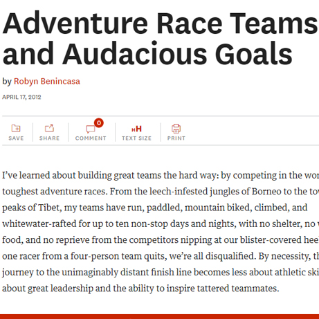Adventure race teams and audacious goals
